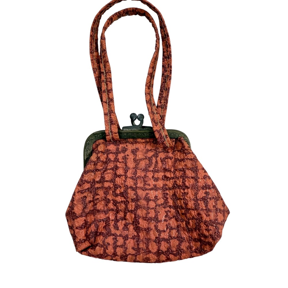 Vintage Orange Textured Coin Kiss Clasp‎ Purse Small Bag